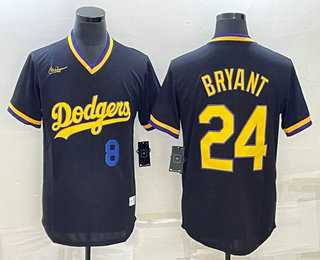 Mens Los Angeles Dodgers #8 #24 Kobe Bryant Number Black Stitched Pullover Throwback Nike Jersey
